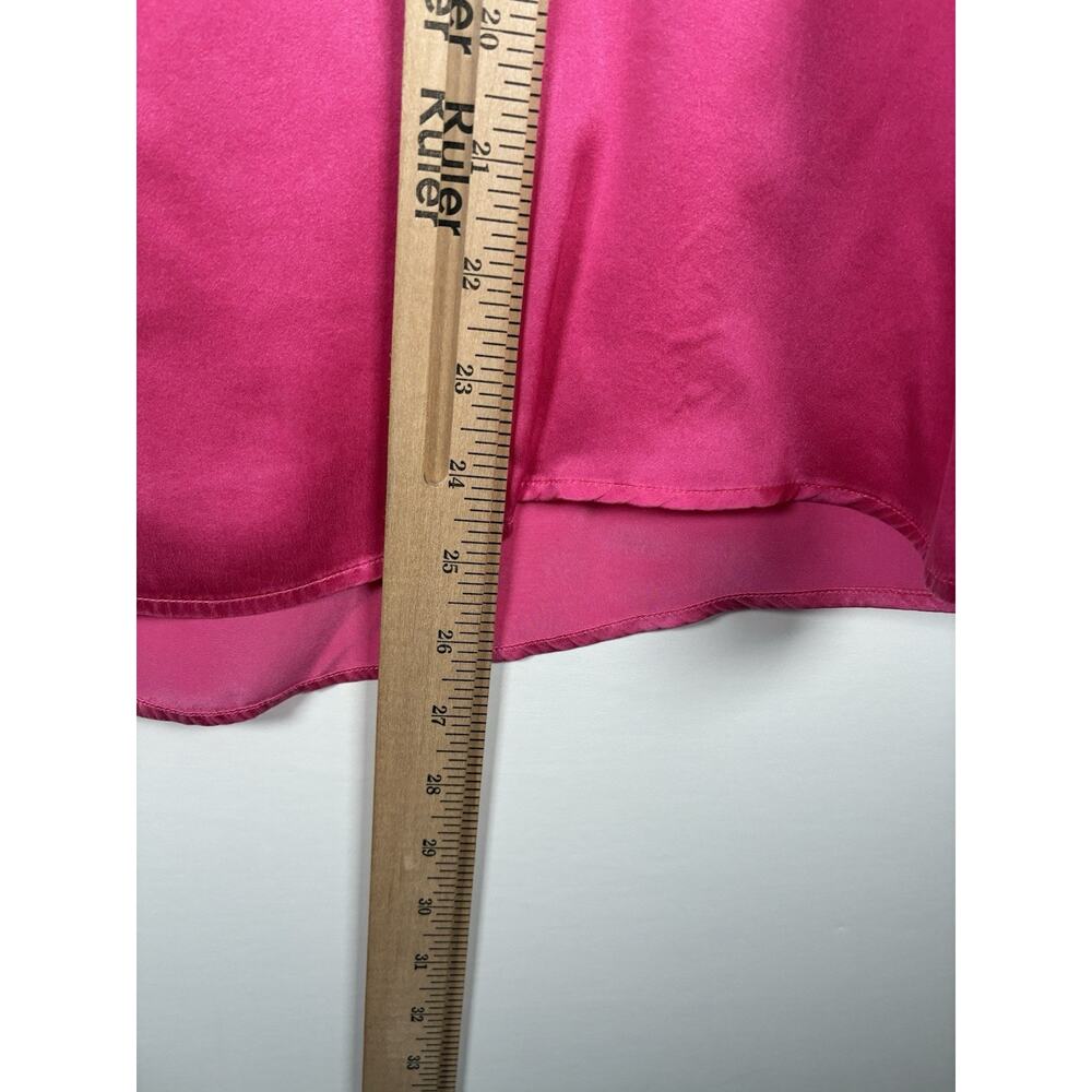 NWT 0039 Italy Sueli 100% Silk Tee Top Small Fuchsia Pink Made in Italy Coquette - Picture 7 of 8